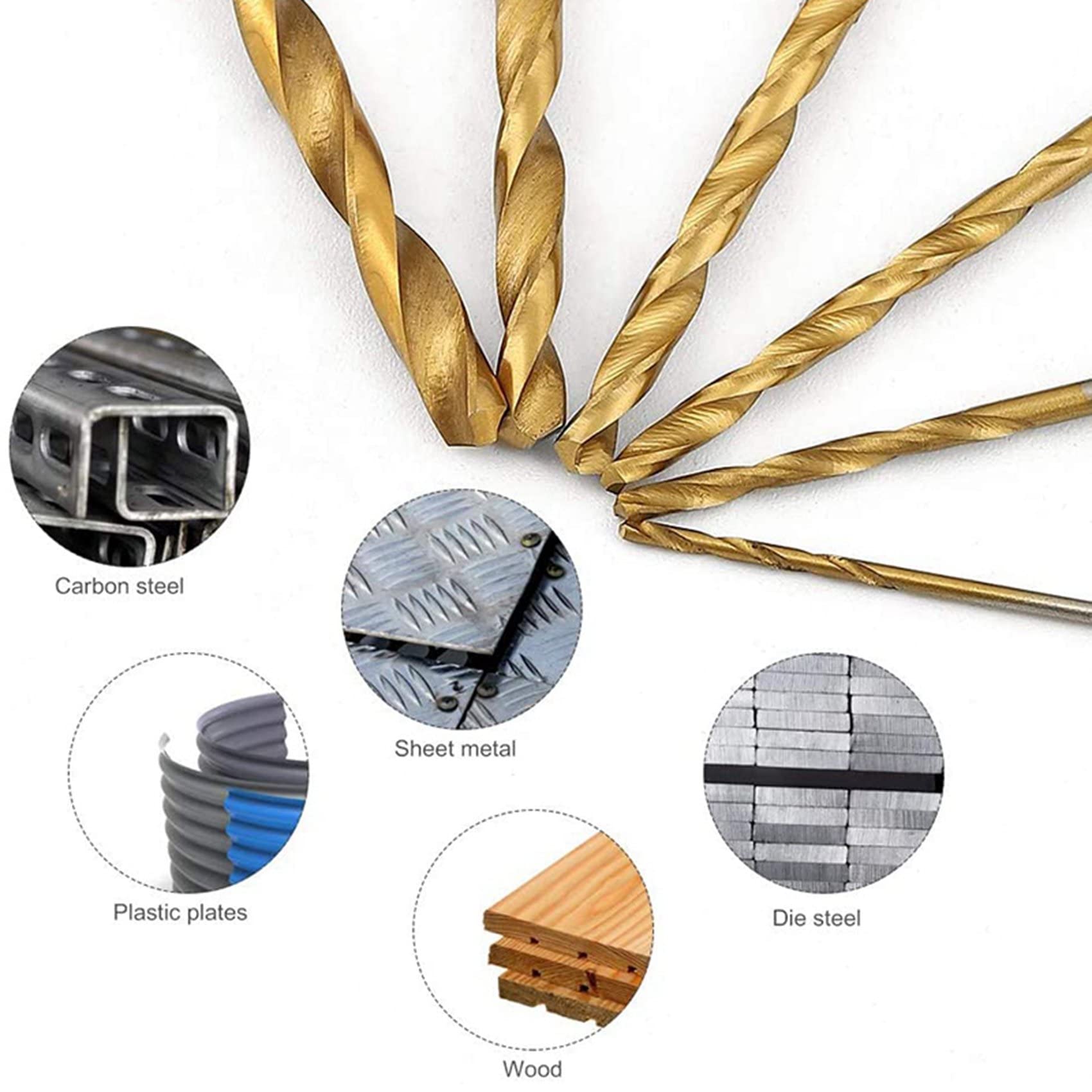600 Piezas Juego de Brocas de Titaneo Brocas HSS para Metal, Acero, Madera, Plástico, Cobre, Aleación de Aluminio, 1 mm una 3.5 Mm