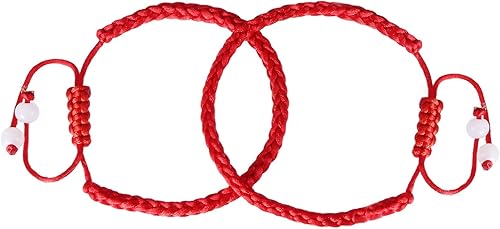 Vista 5 de GEJOY 12 piezas hechas a mano Kabbalah pulsera ajustable de la suerte con 2 cuentas blancas para el éxito