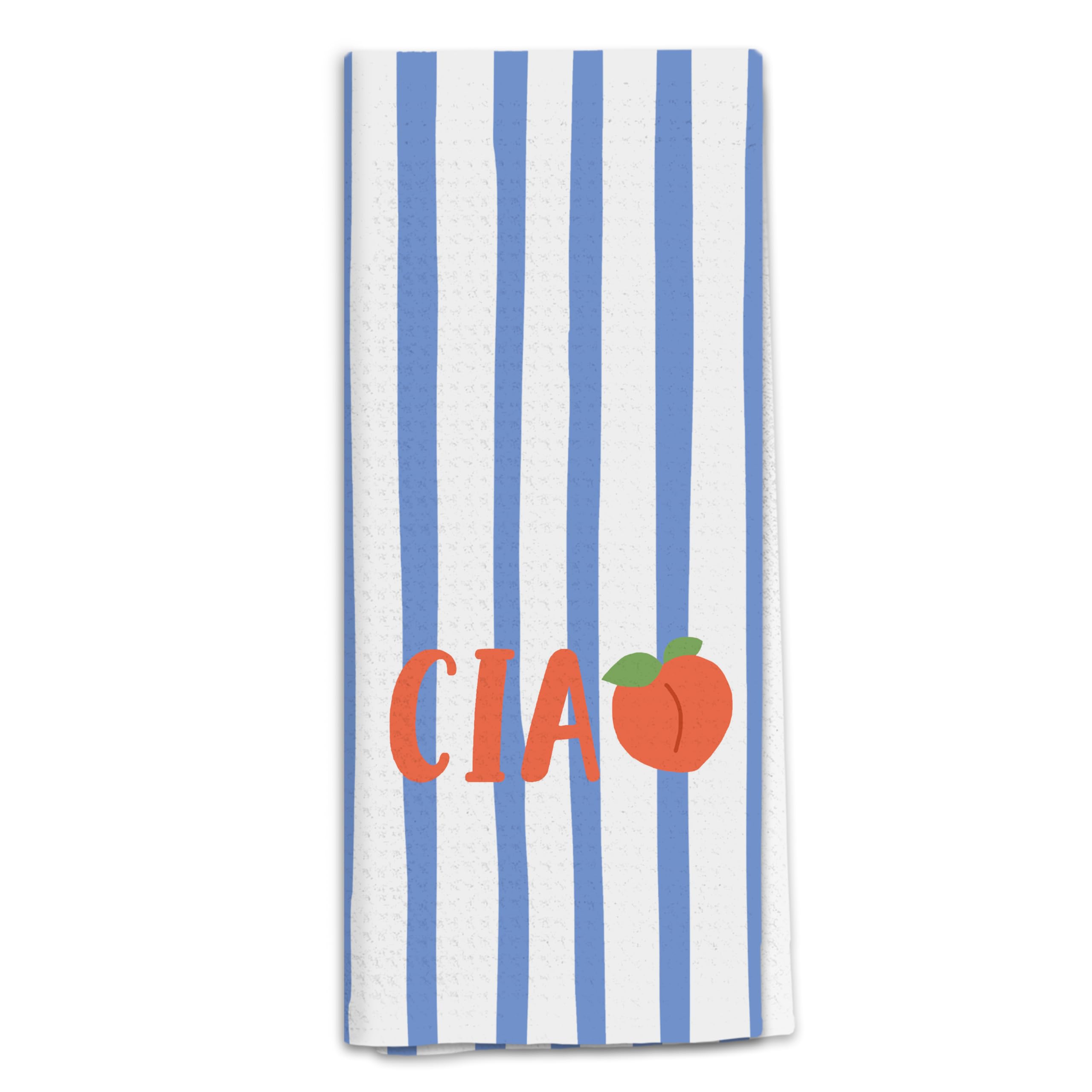 QGFM Blue and White Striped Italian Peach Kitchen Towels - dish cloths and dish towels | Mubboo