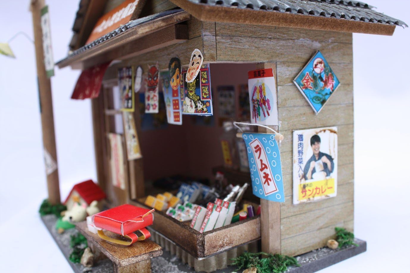 sisiny view of the miniature candy shop with exterior details