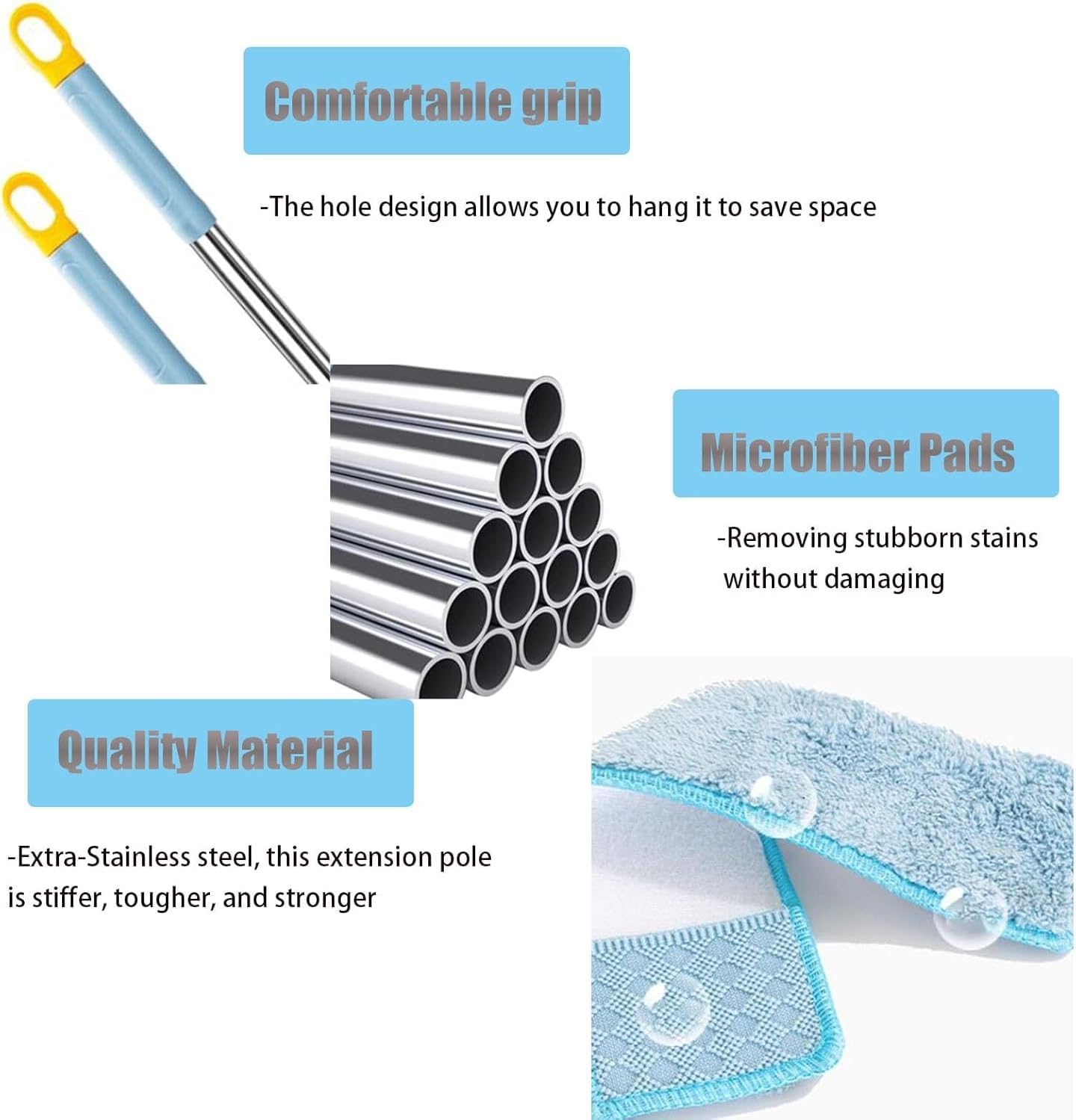 REMYS Multi-Use Car Windshield Washing for Second-Floor and Outside Windows, Home Window Cleaning Pole, Stainless Steel Telescoping Window Squeegee Cleaner Tool with Rubber Blade