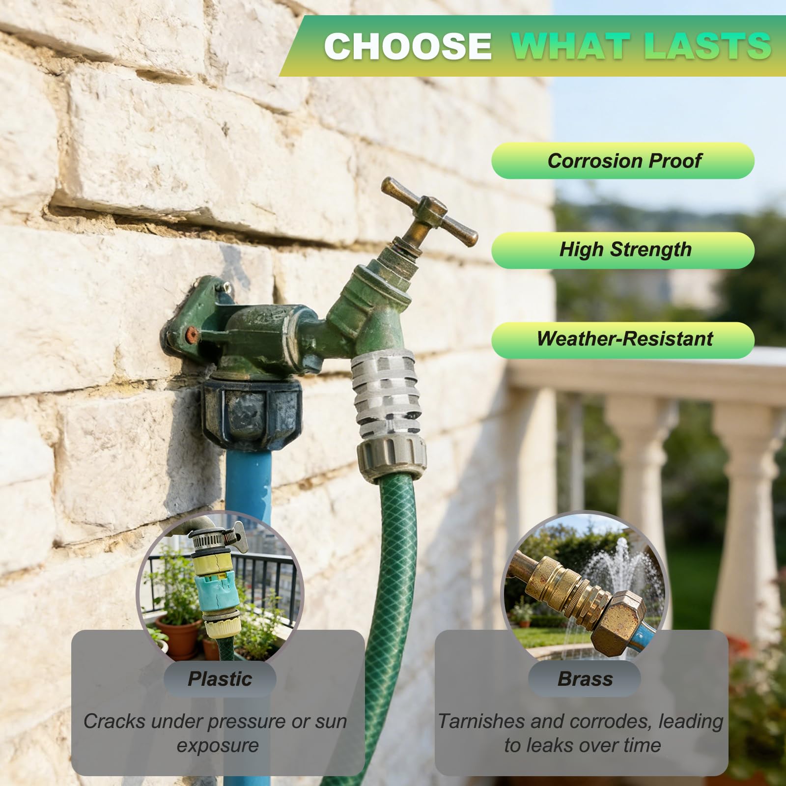 Juego de manguera de jardín de acero inoxidable de conexión rápida (5 piezas)