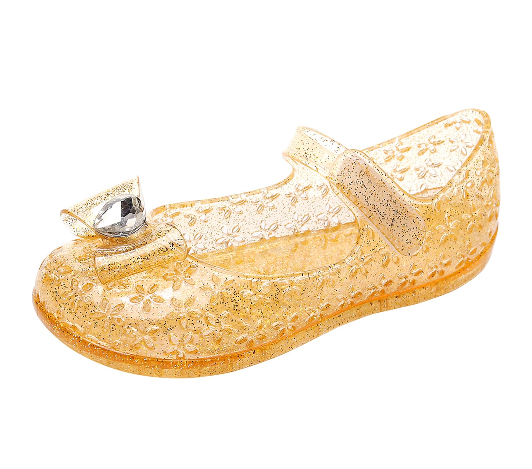 Princess Dress Sandals Jelly Shoes for Toddler Girls Size 8, Blue Bird Nest Layered Lines Mary Jane Flats Childrens Clear Glitter with Hollow-Carved