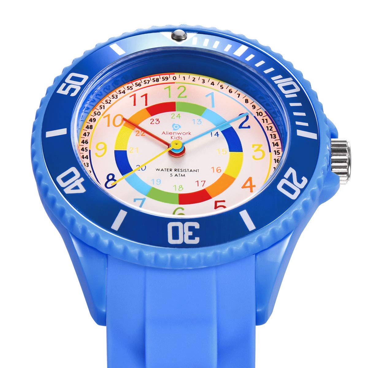 Alienwork Kids Orologio di Apprendimento Bambini Ragazzi Ragazze Tempo di Apprendimento Impermeabile 5 ATM