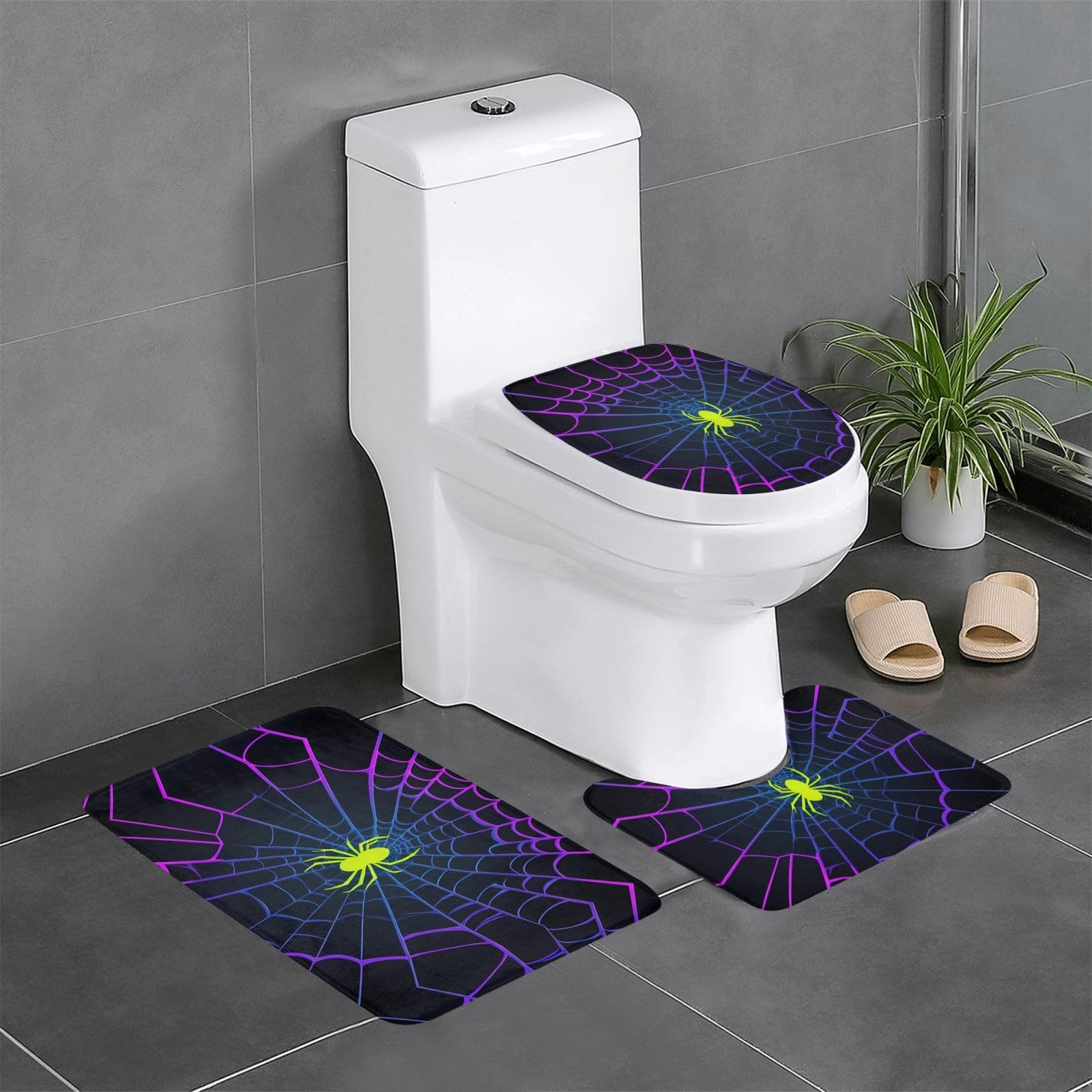 Tapis de salle de bain antidérapant et lumineux lot de 3 tapis fluorescents d'Halloween