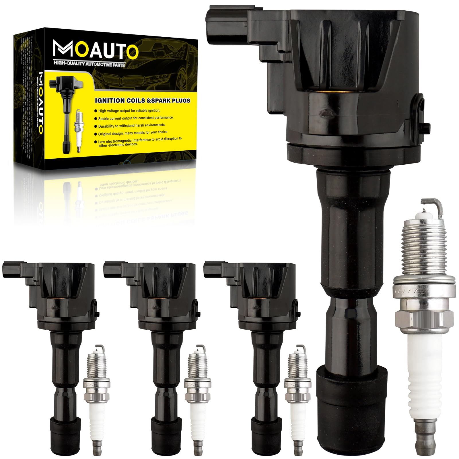 Set of 4 Ignition Coils Pack UF626 30520-RB0-S01 & 4 PCS Iridium Spark Plugs Compatible with Honda City CR-Z Fit - 1.5L L4-image-9