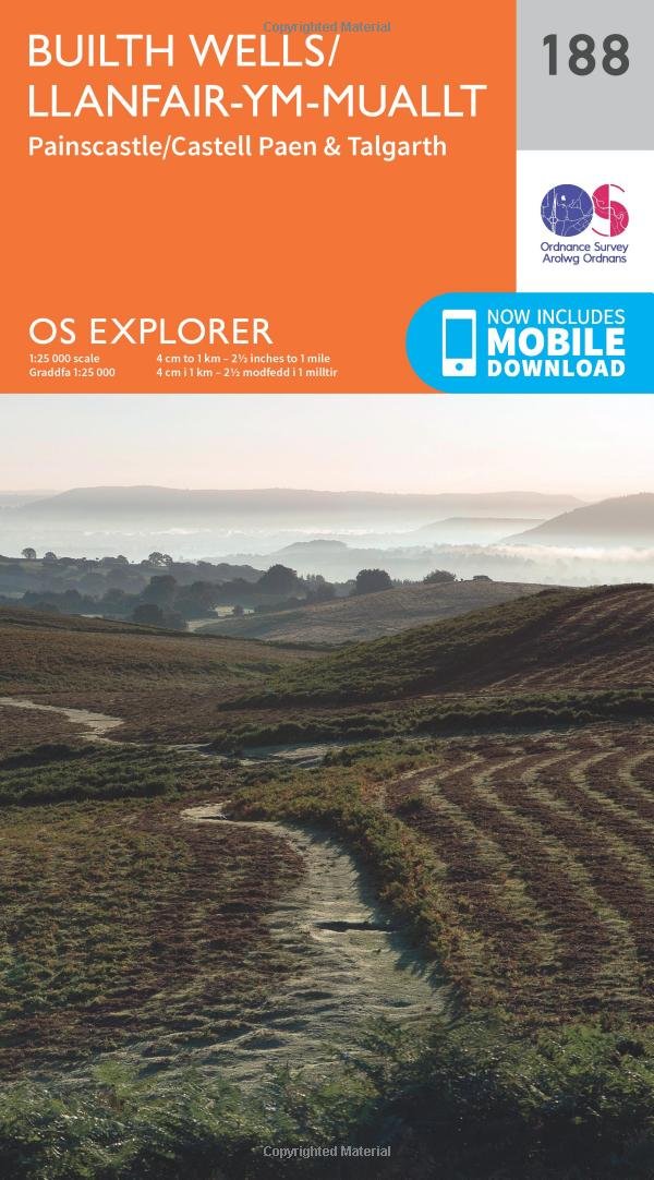 Builth Wells / Llanfair-ym-Muallt Map | Painscastle / Castell Paen & Talgarth | Ordnance Survey | OS Explorer Map 188 | Wales | Walks | Hiking | Maps | Adventure
