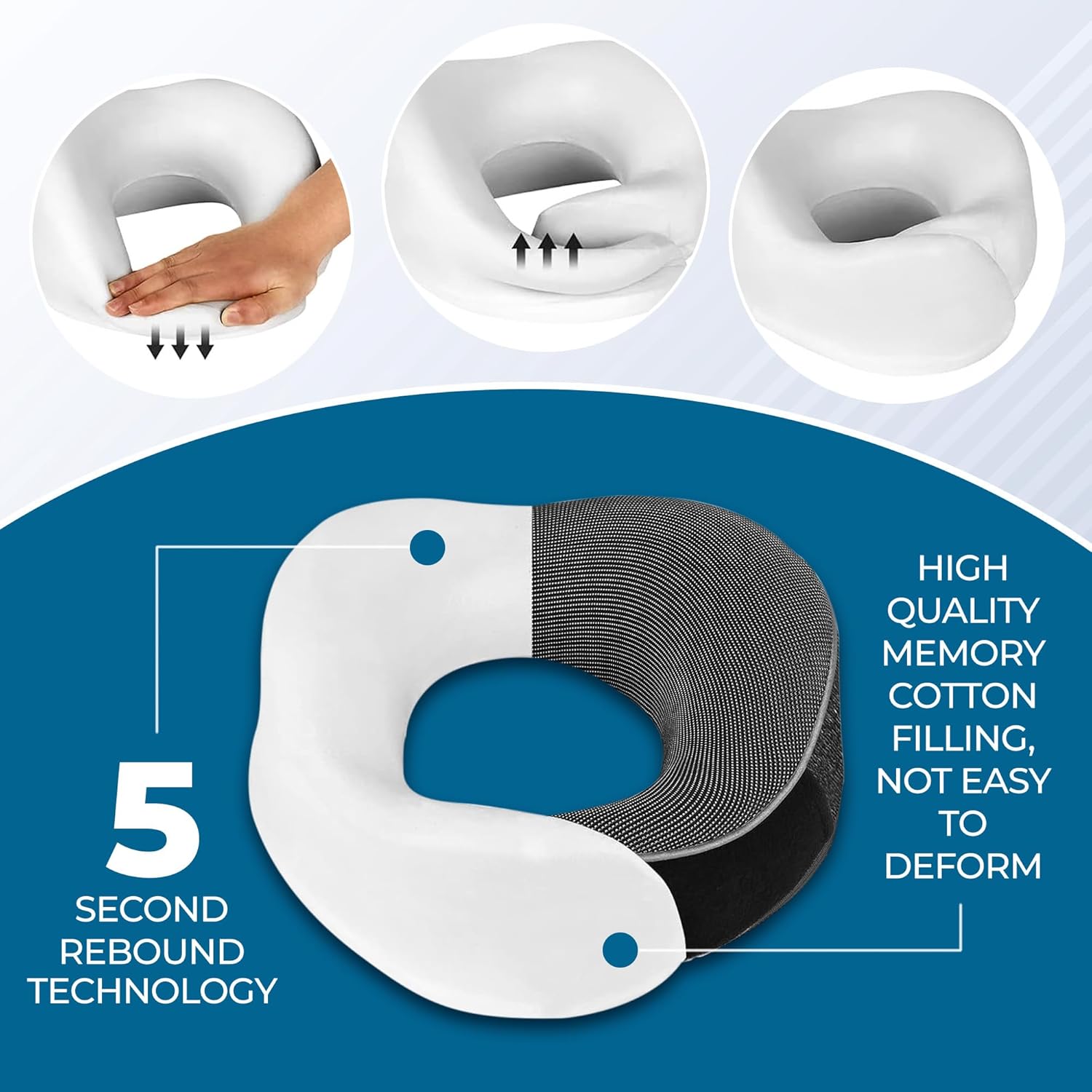 Relaxd Travel Pillow for Adults | Adjustable Memory Foam Neck Pillow for Travel | 360 Degree Neck Support | Removable Pillow Case | Includes Eye Mask, Earplugs, Travel Bag | Dark Grey | UK Brand 6 71yAx