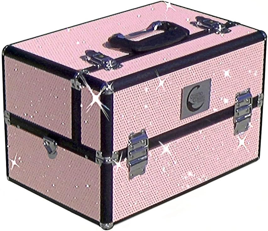Captivate - Spacious Cosmetic Train Case w/ 3 Extendable Trays - Pink Bling