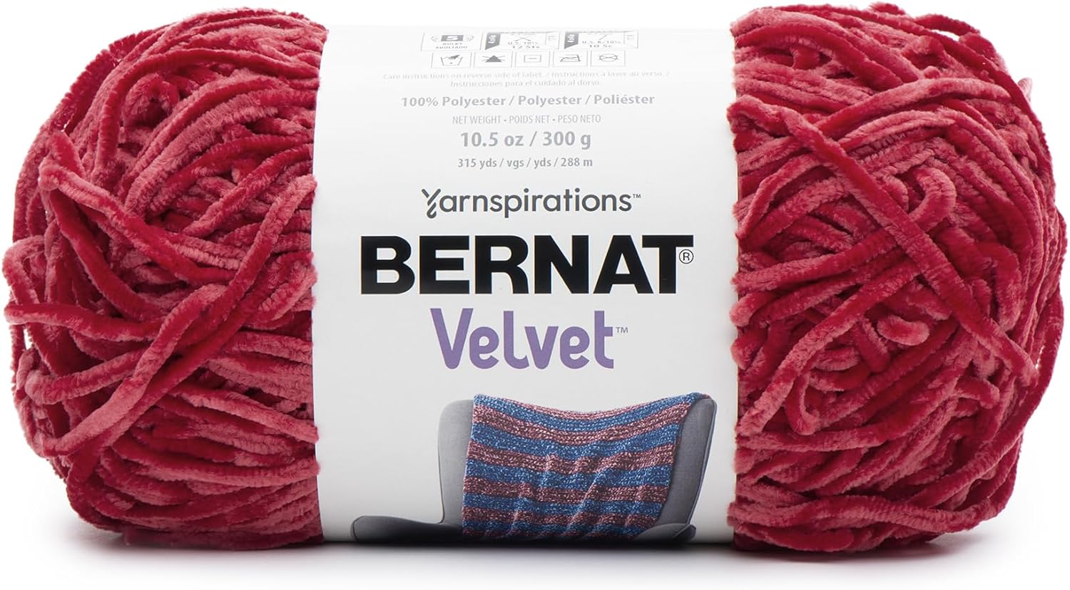 Bernat Velvet Red Yarn - 2 Pack of 10.5oz/300g - Polyester - #5 Bulky - 315 Yards - Knitting & Crochet