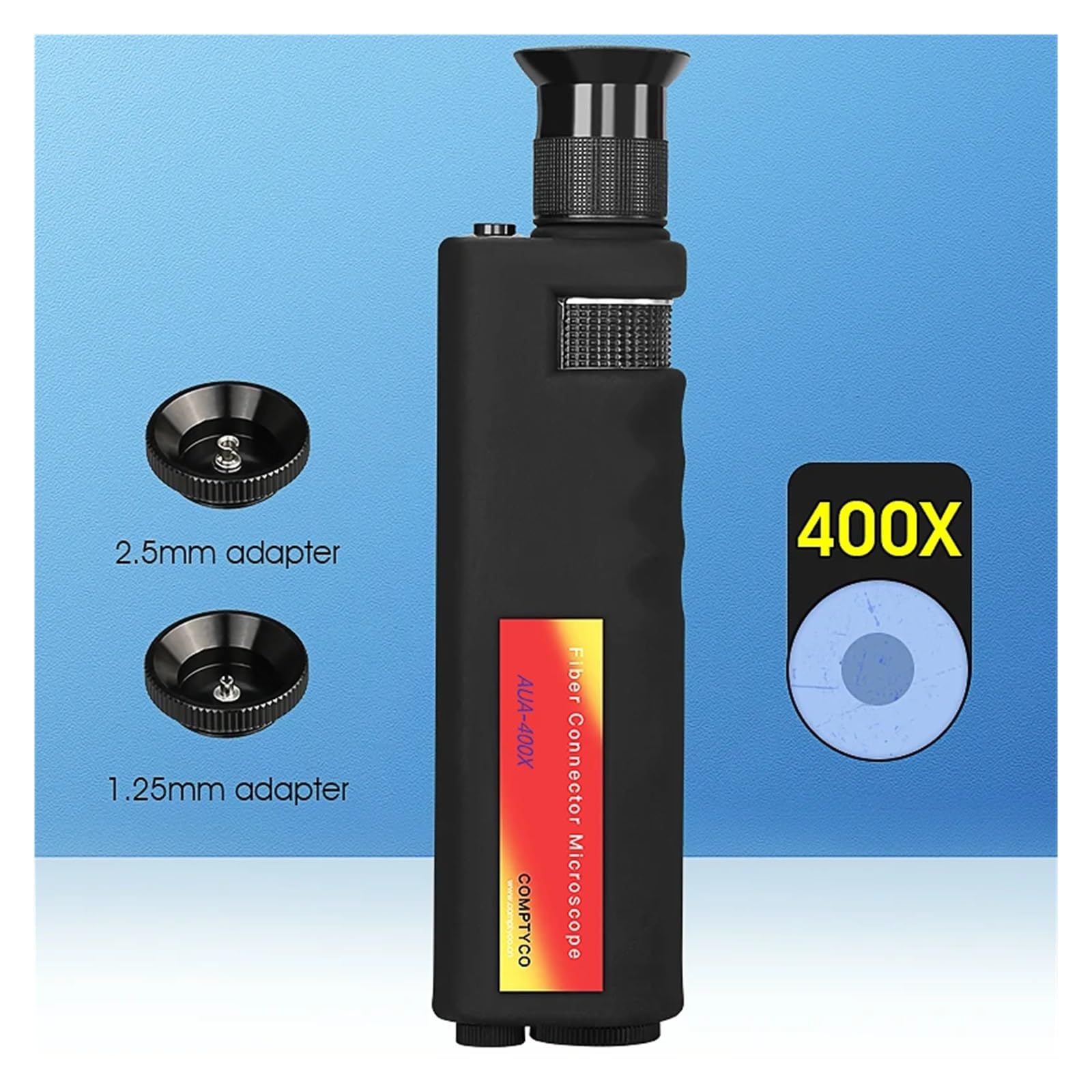 Microscopio de inspección fibra óptica portátil AUA-200X/400X/200XD con iluminación LED y goma antideslizante(AUA-400X)