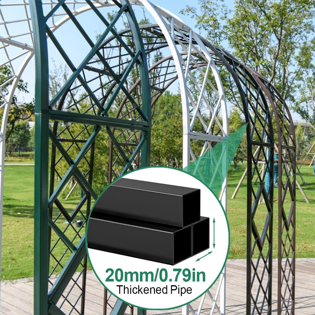 Metalowy łuk altanowy do roślin pnących, czarna pergola, na wesela i dekoracje na zewnątrz, dostępna w rozmiarach szer. 1,4/1,8/2,2/2,6/3 m (szer. 220 x wys. 230 cm)