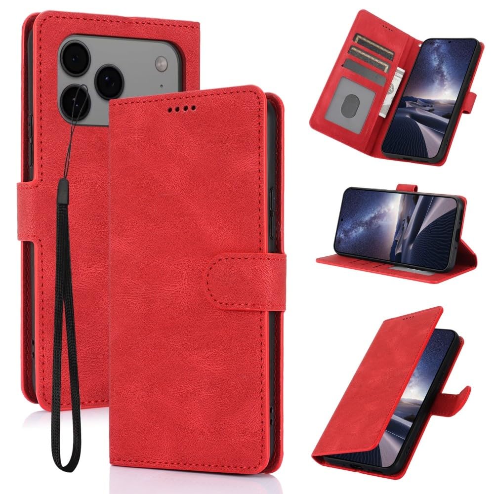 Étui iPhone 11 Pro Max rouge : housse de protection à rabat magnétique - 7