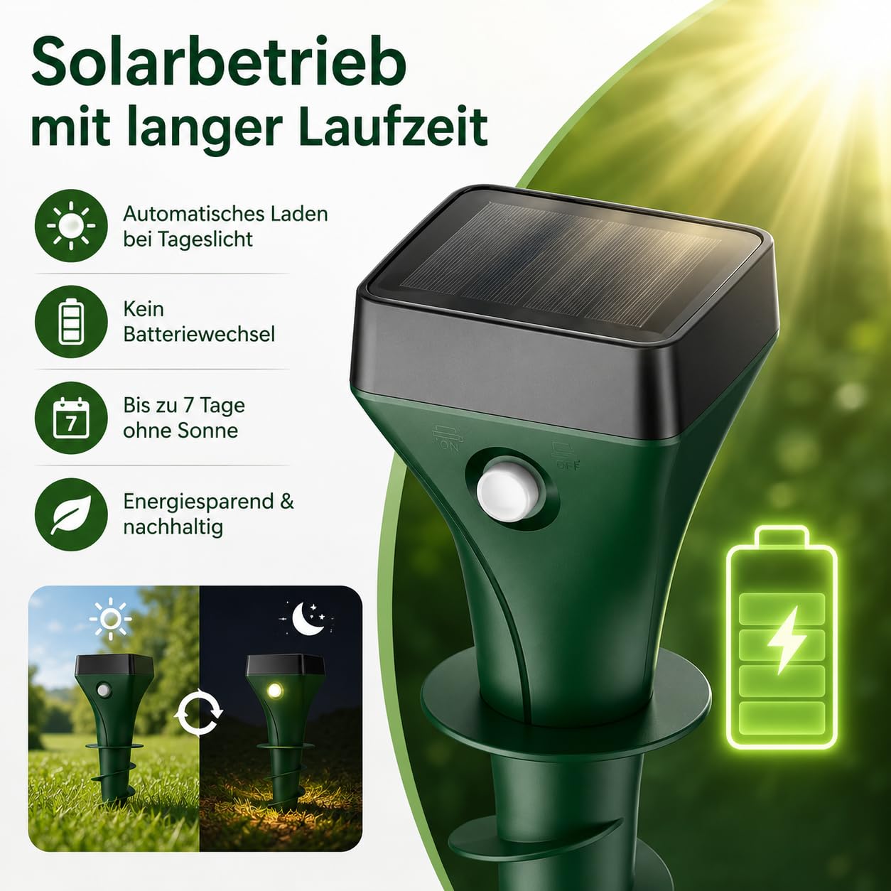 MEKEET Set di 4 repellenti a energia solare per talpe, a ultrasuoni e vibrazioni, per allontanare arvicole, per giardino, prato e aiuole, IP65