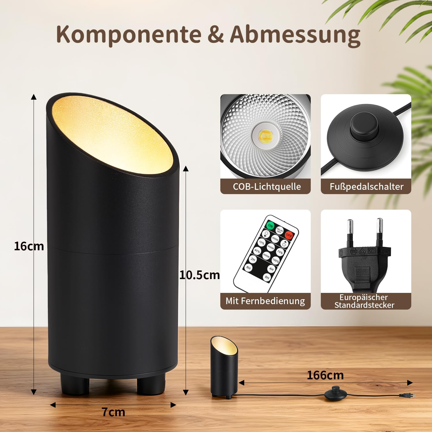 LED Bodenstrahler Innen 2er Set mit Fernbedienung & Fußschalter, Uplight Spot Dimmbar 3 Farbtemperaturen 10-100%, Timerfunktion, als Deko Lampe Wohnzimmer Schlafzimmer Flur, Geschenkidee für Familie