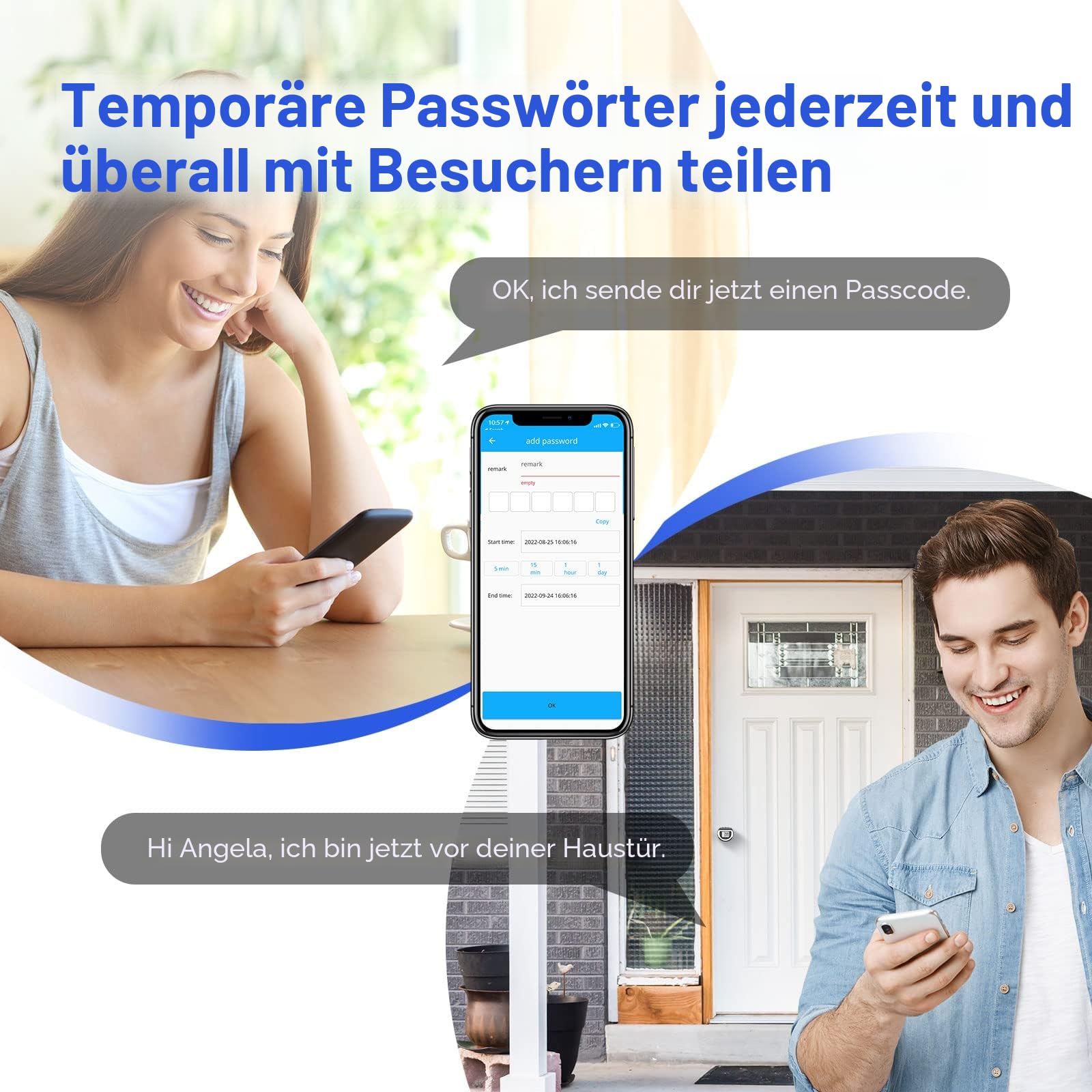 WELOCK PCB41 Elektronisches Türschloss Haustür, Code Smartes Türschloss | IP65 Wasserdichtes Elektronisches Türschloss mit RFID-Karte und APP, Geeignet für Türen von 50-100mm Dicke