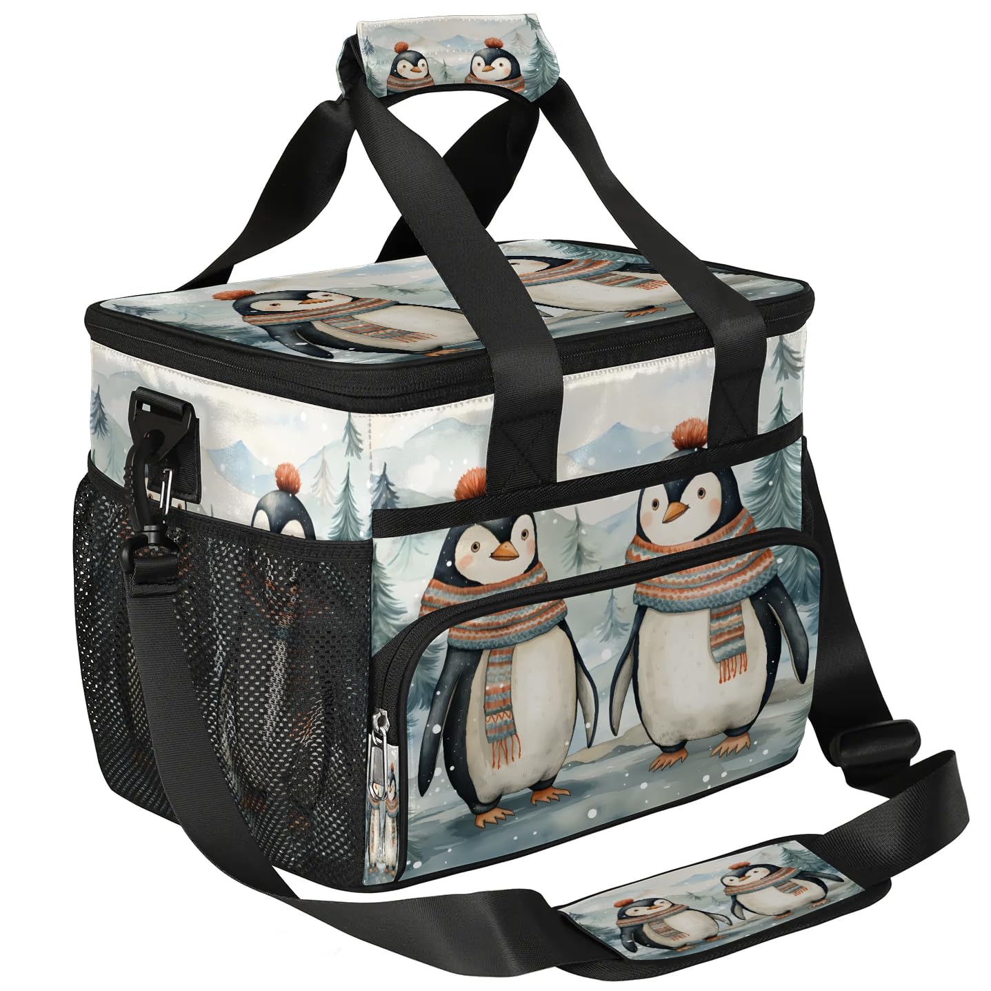 Lunch Box for Men Heavy Duty Insulated Lunch Bag for Women Winter Penguins Lunchbox for Adults Lunch Cooler