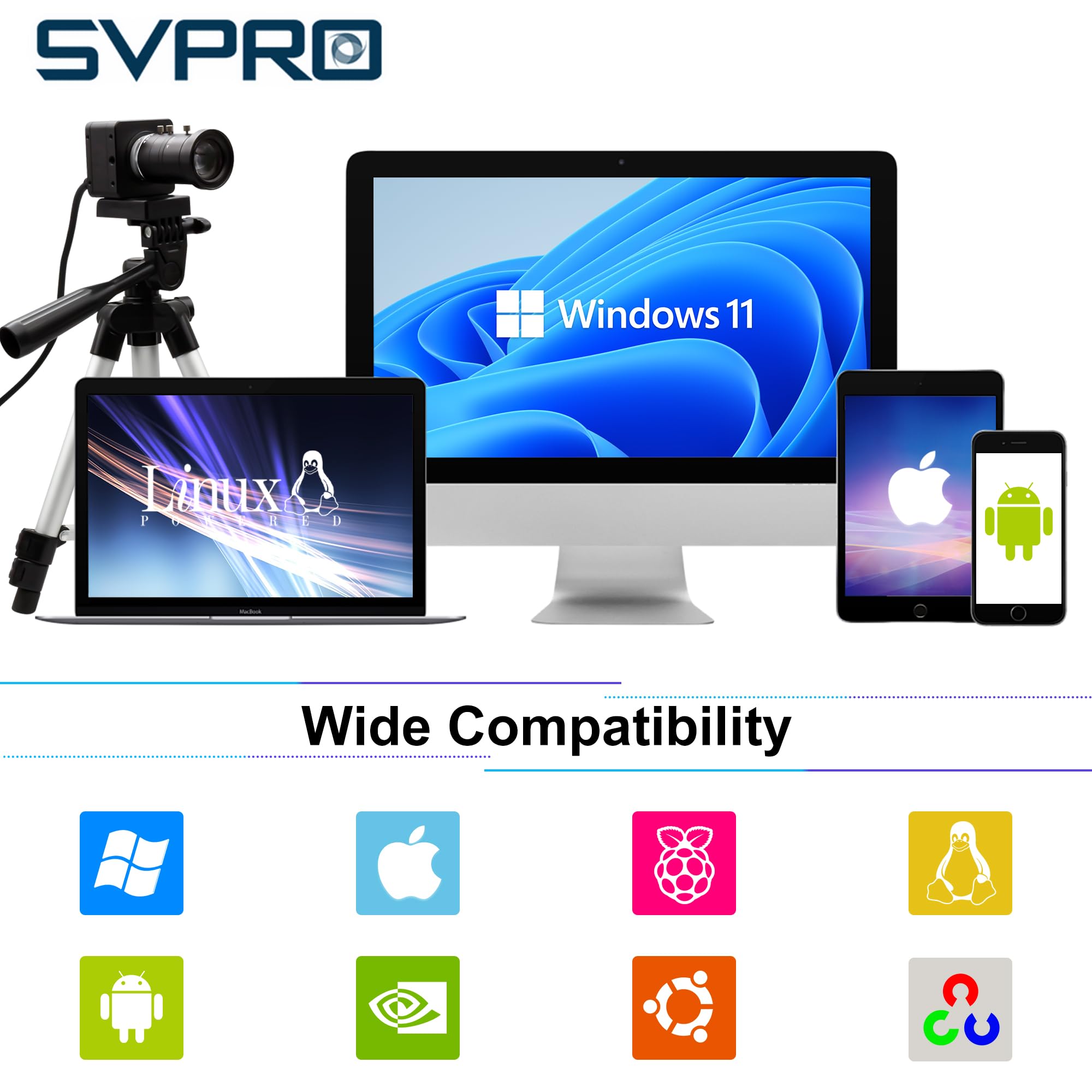 Svpro Fotocamera USB 3.0 ad alta velocità 1080P/230fps, 4K/60fps, 12MP/30fps, 12MP zoom Webcam con obiettivo CS Mount 10-55mm, messa a fuoco manuale, fotocamera UVC per Windows, Linux, Mac e Android