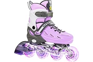 Adjustable Inline Skates for Girls Ages 8-12 with Light-Up Wheels