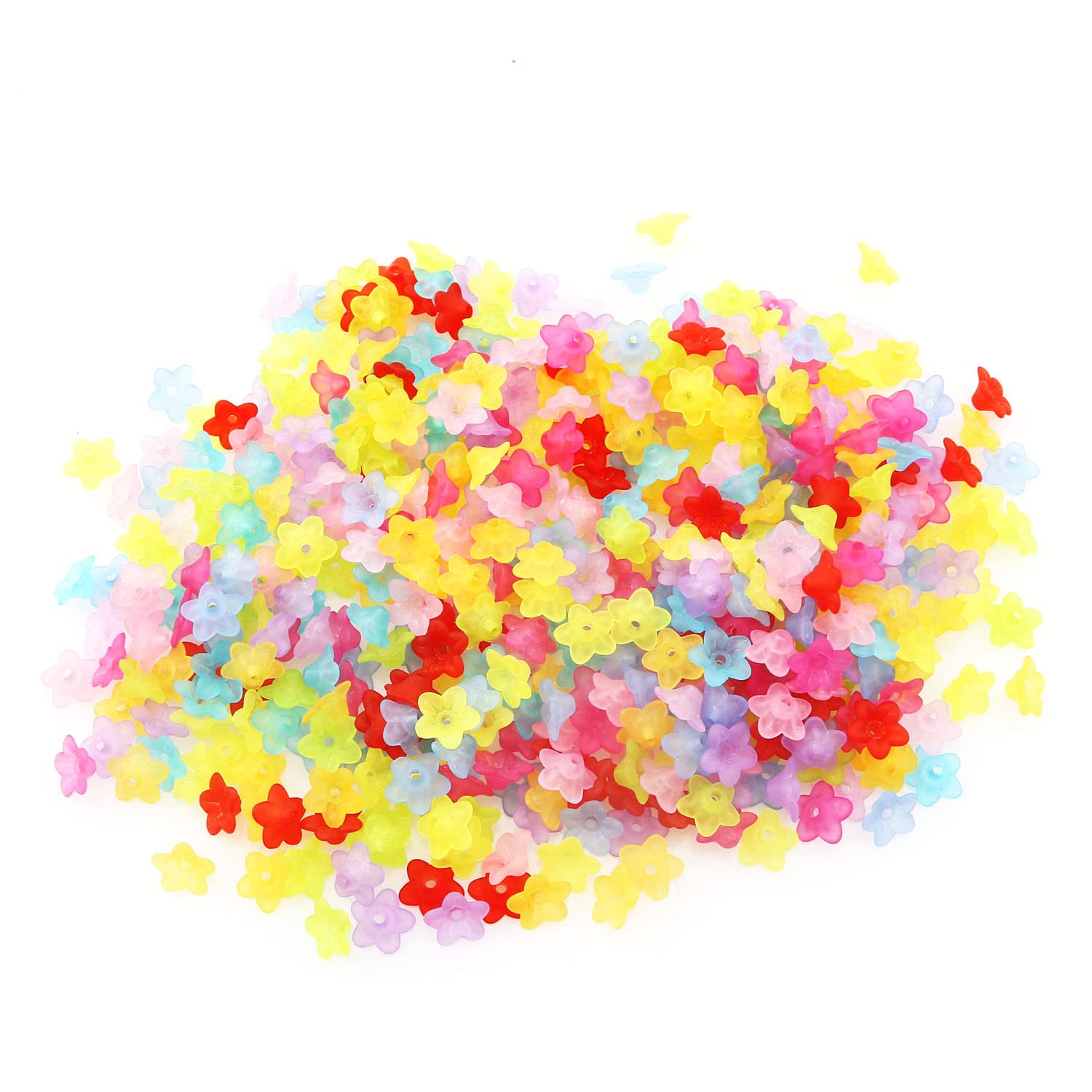 SOFPLATE - 300 Perline A Forma Di Fiore In Acrilico Trasparente - 12 Mm - Colori Caramella Per Creazione Gioielli Fai Da Te