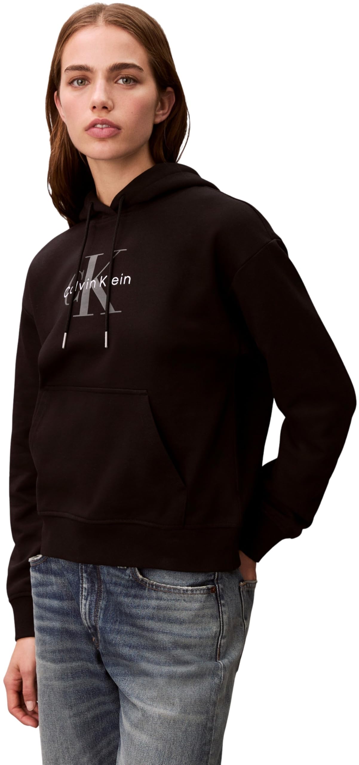 Calvin Klein LS Monologo French Terry Po Hood Lv047e221g Otras Camisas Mujer (Pack de 1)