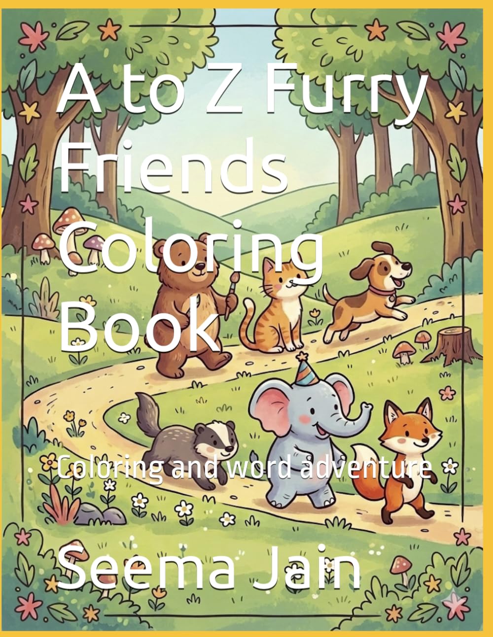 A to Z Furry Friends Coloring Book: Coloring and word adventure