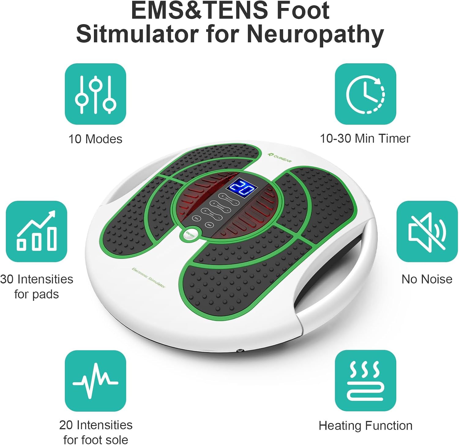 QUINEAR Foot Massager with TENS & EMS for Neuropathy, Foot Stimulator for Pain Relief and Circulation, Nerve Muscle Massager with Remote Control, Relieve Swelling and RLS - Image 7