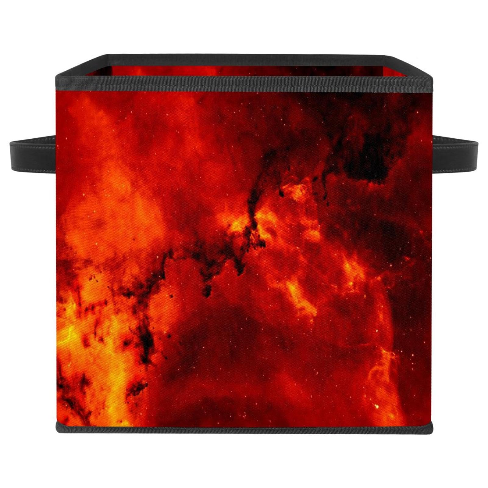 Boîte de rangement pliable rouge motif galaxies avec poignées pour vêtements et placard