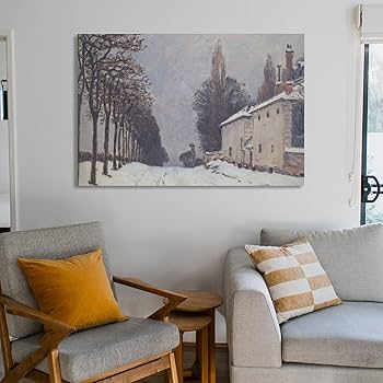 アルフレッド・シスレー、【ルーヴシエンヌの初雪】、希少な額装用画集より アルフレッド・シスレー、【雪のルーヴシエンヌ】、希少な額装用