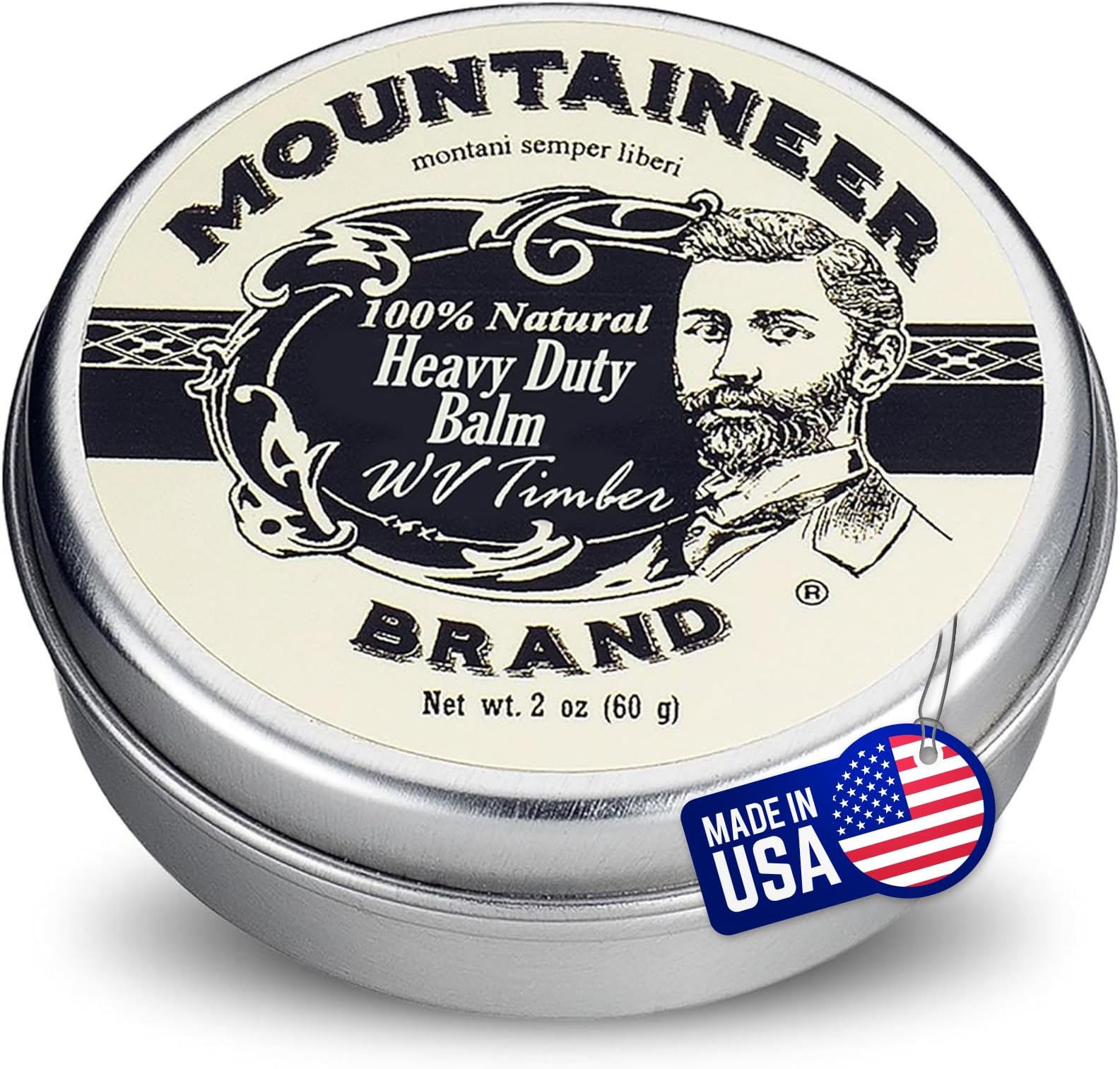 Heavy-Duty Beard Balm by Mountaineer Brand (2 oz) | Beard Tamer and Leave-in Conditioner | WV Timber Scent