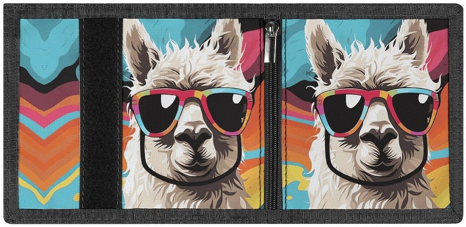 Alpaca Wearing Sunglasses Trifold Wallet for Men, Slim Money Clip image 4