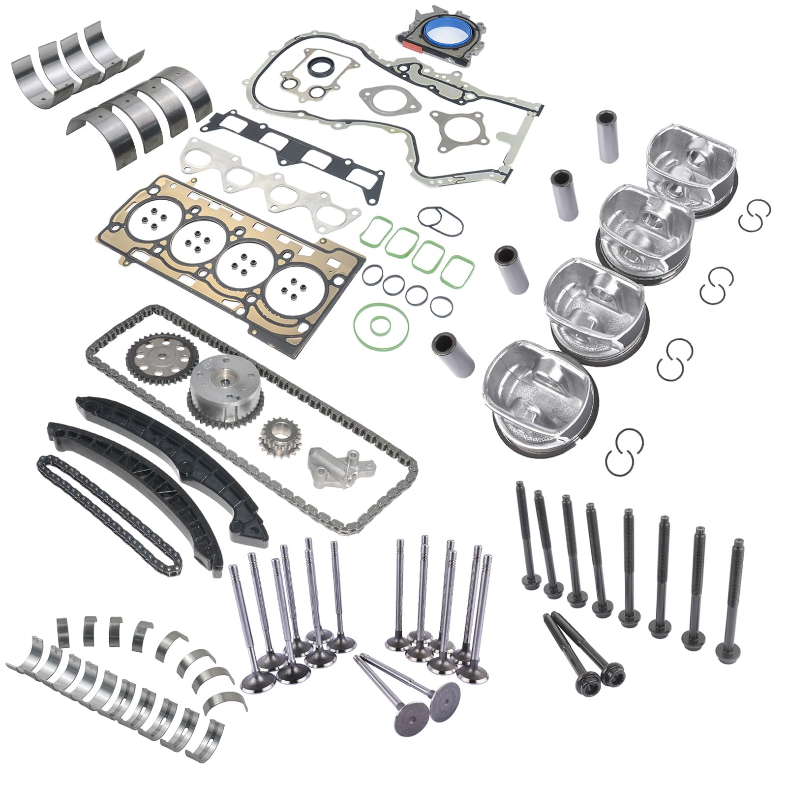 Pistón y juego de cadena de distribución compatible con G0lf V VI E0s 1.4 R4 16V TSI CAV CAX CTH 03C109571F 03C109509L