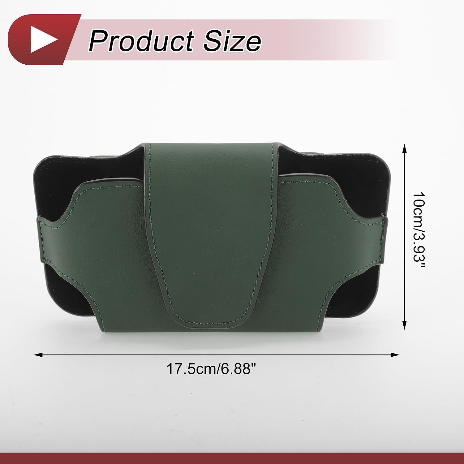 Car Sunglasses Case Magnetic Universal Car Visor Eyeglasses Holder Storage Box PU Leather Green 17.5x10cm 1 Pcs image 4