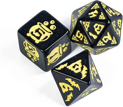 Miniatura 3 de Dados de Halloween de 7 piezas poliédricos DND con fantasma, patrón de calabaza adaptados para Dungeons and Dragons MTG juego de mesa D&D (negro con