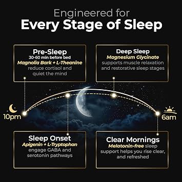 Earth Elixir Melatonin Free Sleep Aid for Adults | Magnesium Glycinate, L-Theanine, Apigenin Supplement for Sleep, L-Tryptophan, Magnolia Bark | Magnesium for Sleep, Non Habit Forming, Made in USA