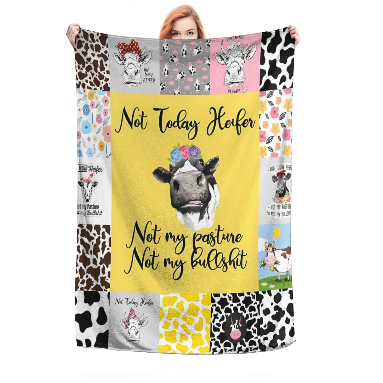 YUAOEUR Cow Pattern Blanket - Thick and Warm, Fluffy Flannel & Soft Blankets for Bed and Couch Twin Size 150cm x 200cm
