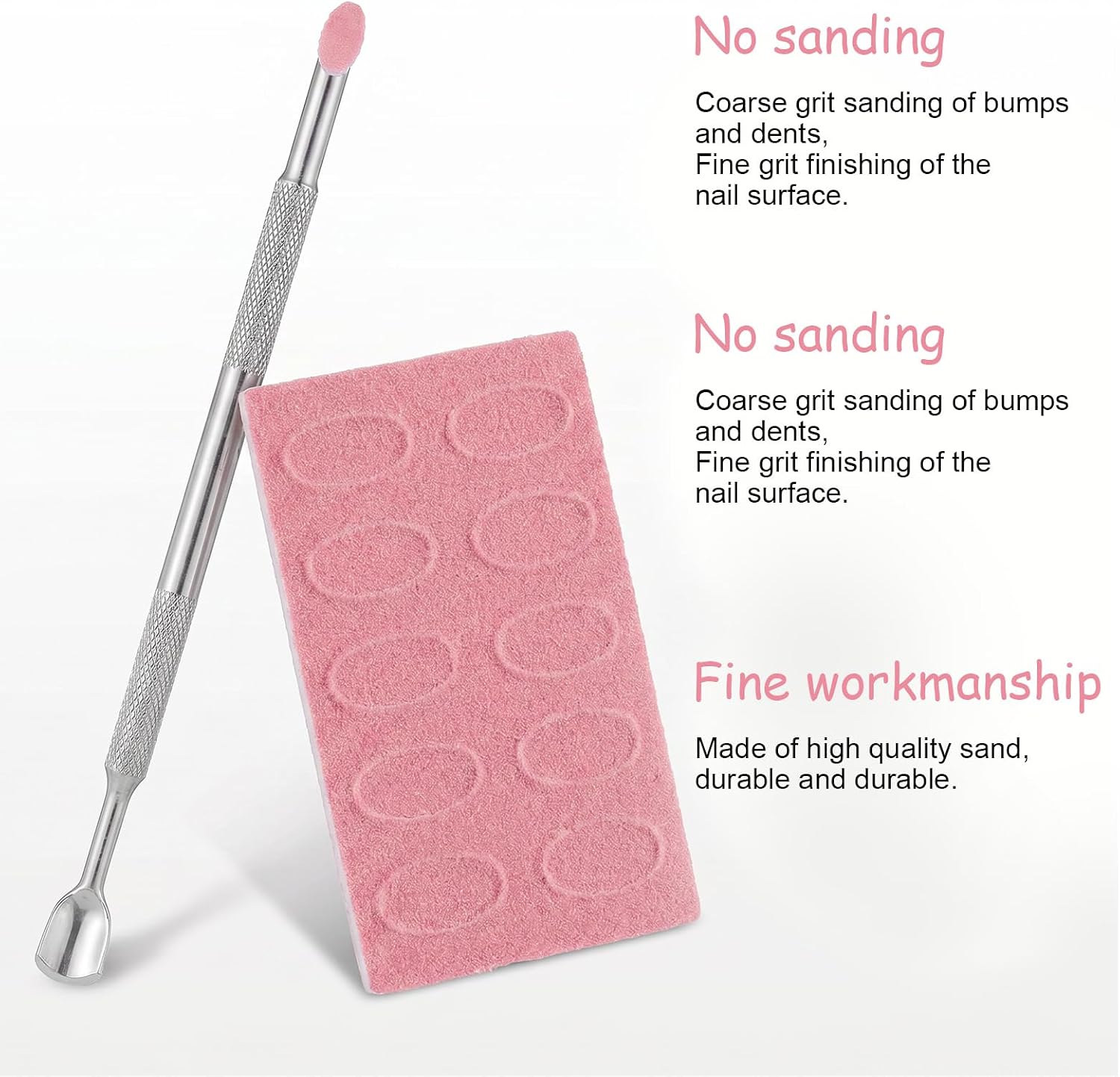 1PCS Nail Cuticle Pusher and 100PCS 180 Grit Sandpaper Sheets