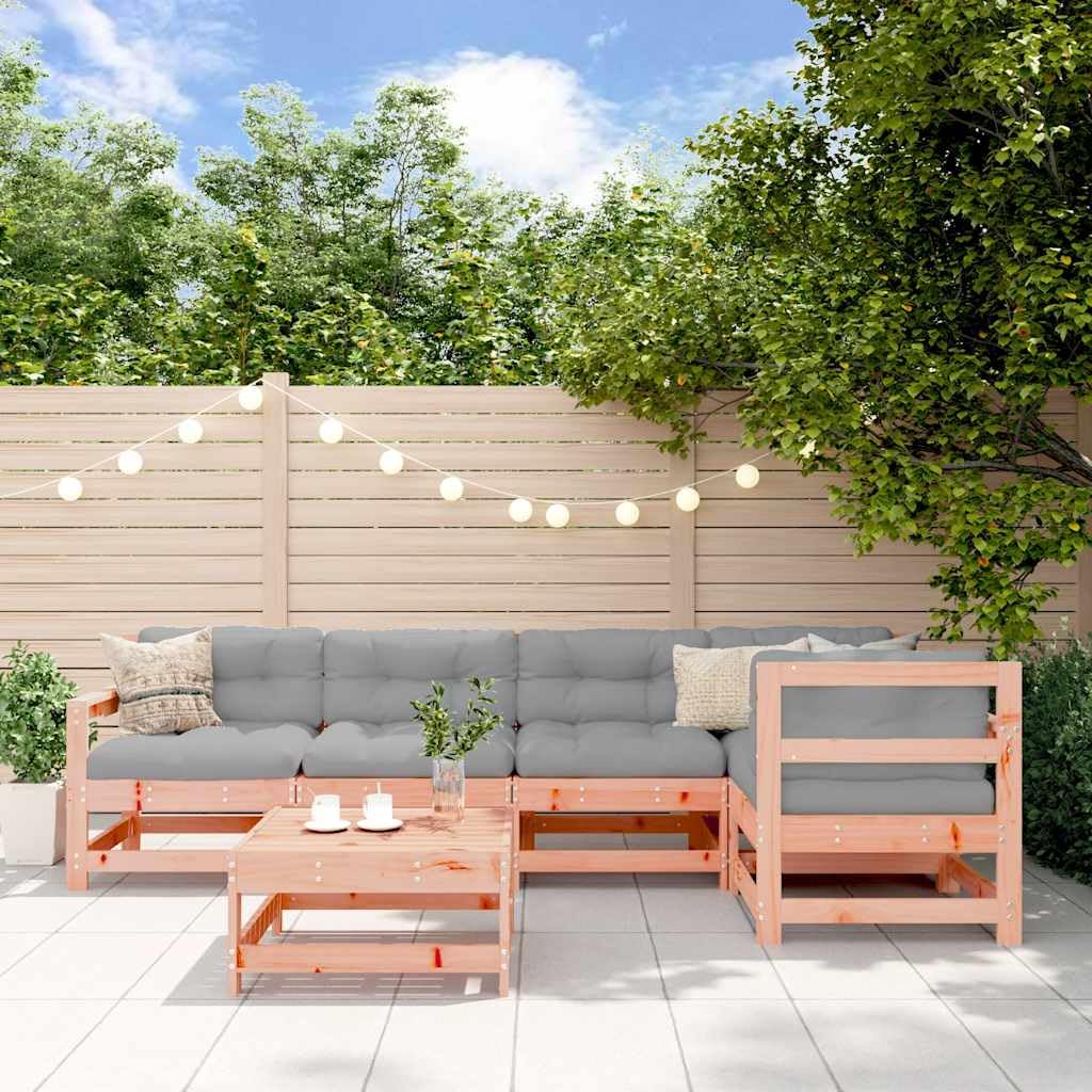 Salon de Jardin modulaire 6 pcs en Bois de Douglas Massif, assises 110 kg par siège, canapé d Angle et Table Basse pour terrasse Patio Jardin détente