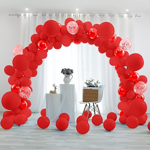 Miniatura 3 de Globos rojos, globos mate, 50 globos de 5 pulgadas, globos de látex, kit de guirnalda de globos, kit de arco de globos, globo de feliz cumpleaños,