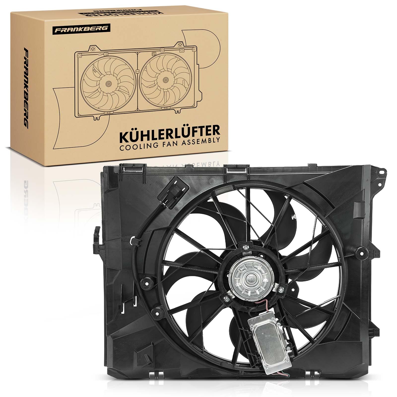 Frankberg Kühlerlüfter Lüfterrad Wasserkühler 3-Polig Kompatibel mit 1er 116i E81 E87 1.6L-2.0L 2004-2011 1er Cabriolet 120i E88 2.0L 2007-2013 Replace# 17427523258