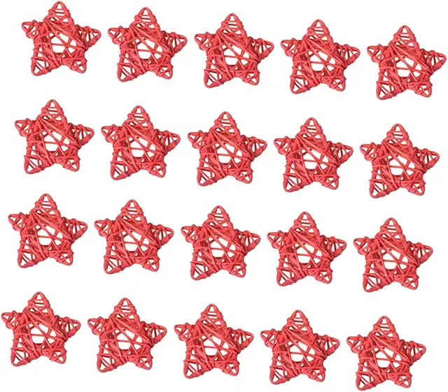 HOODANCOS 20 st Rottingstjärnor Julprydnad Julstjärna DIY Hängande Dekoration Grå Form Röd