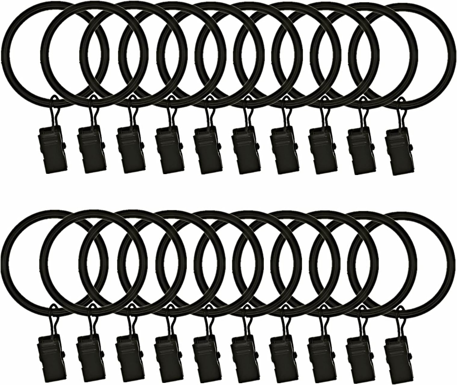 Curtain Rings with Clips, 20 Pcs Large Heavy Drapery Rings Hooks Used for Hang Drapes Caps Pictures Rustproof Decorative Curtain Rings for Bathroom Living and Guest Room (1.7 In)