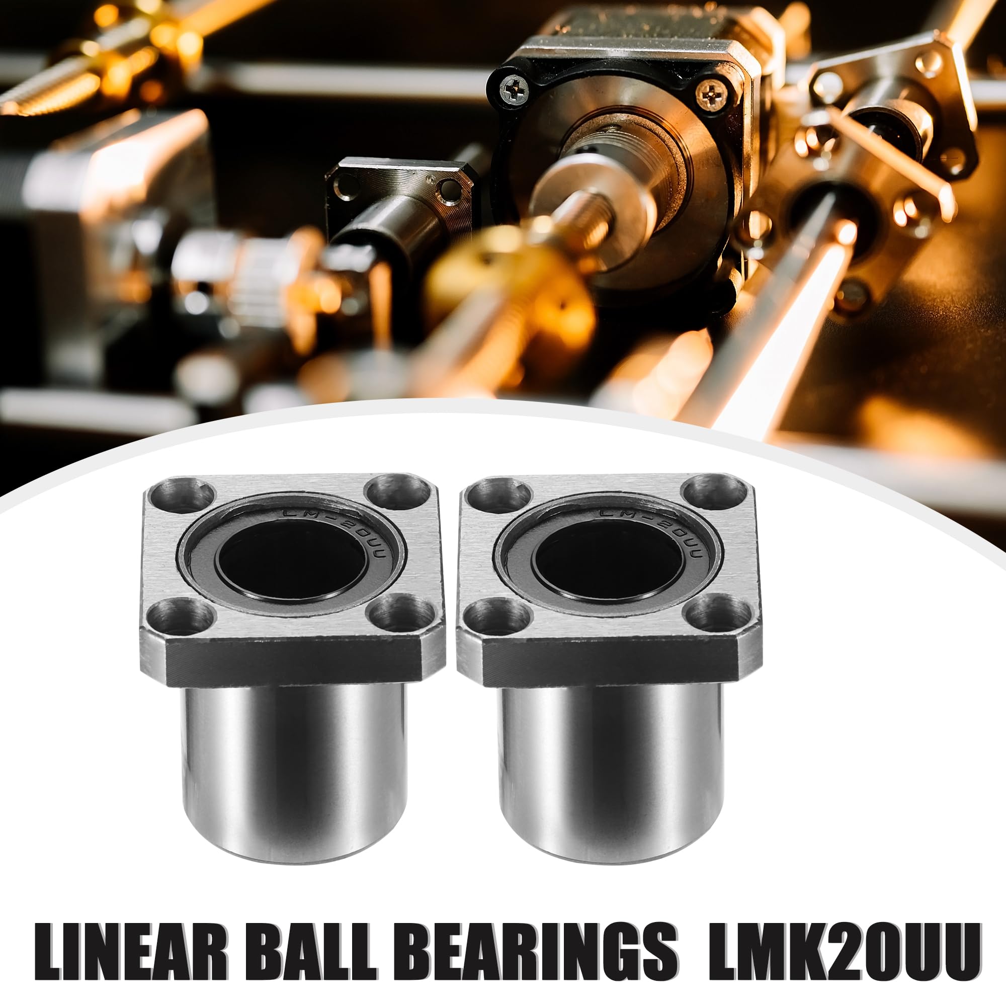 A ABSOPRO Cuscinetti Lineari LMK20UU Quadrato Flangia Argento 2Pz