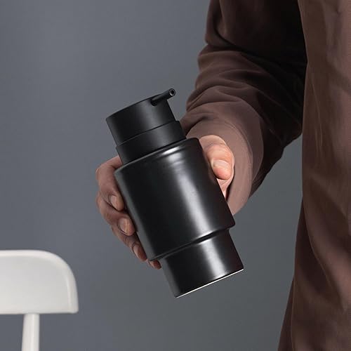 Miniatura 3 de Fun Elements Dispensador de jabón negro, dispensador de jabón de baño de lujo de 12 onzas, dispensador de líquido creativo para baño, estilo