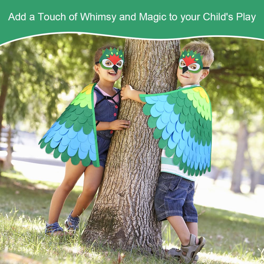 URAQT Felt Bird Capes Wings, Kid Bird Wing Costume Set including Felt Eye Mask - Image 4