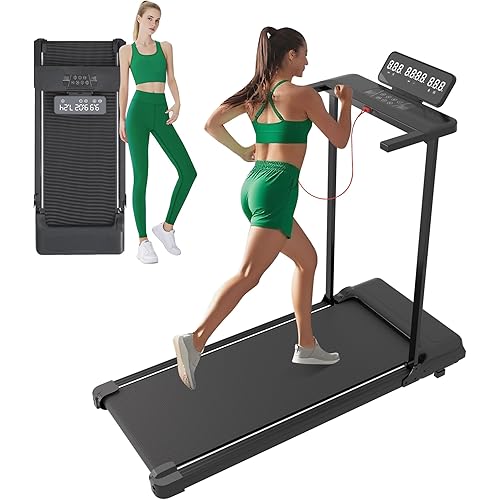 Walking Pad with Handle Bar, Folding Treadmill with Handles for Home Small Spaces, Compact Walking Pad Treadmill with Handle, 3.5HP Electric Portable Treadmills for Home, 400LBS Capacity