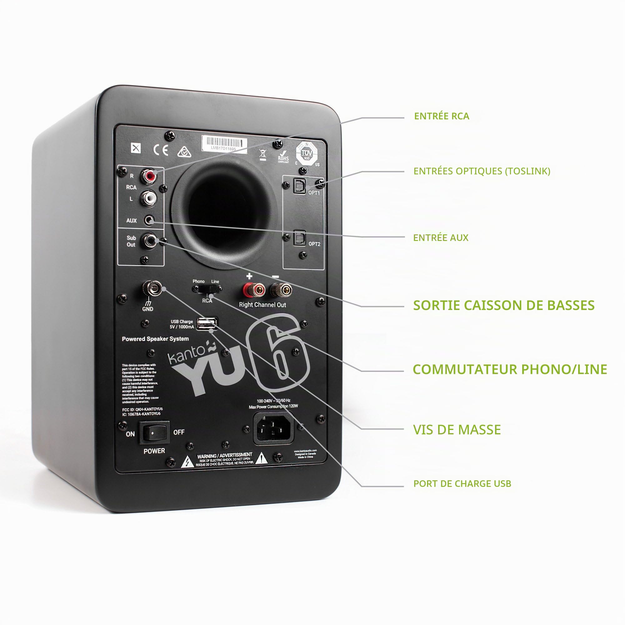 Kanto Enceintes Actives HiFi Bluetooth YU6 Noir Mat Vendues par Paire