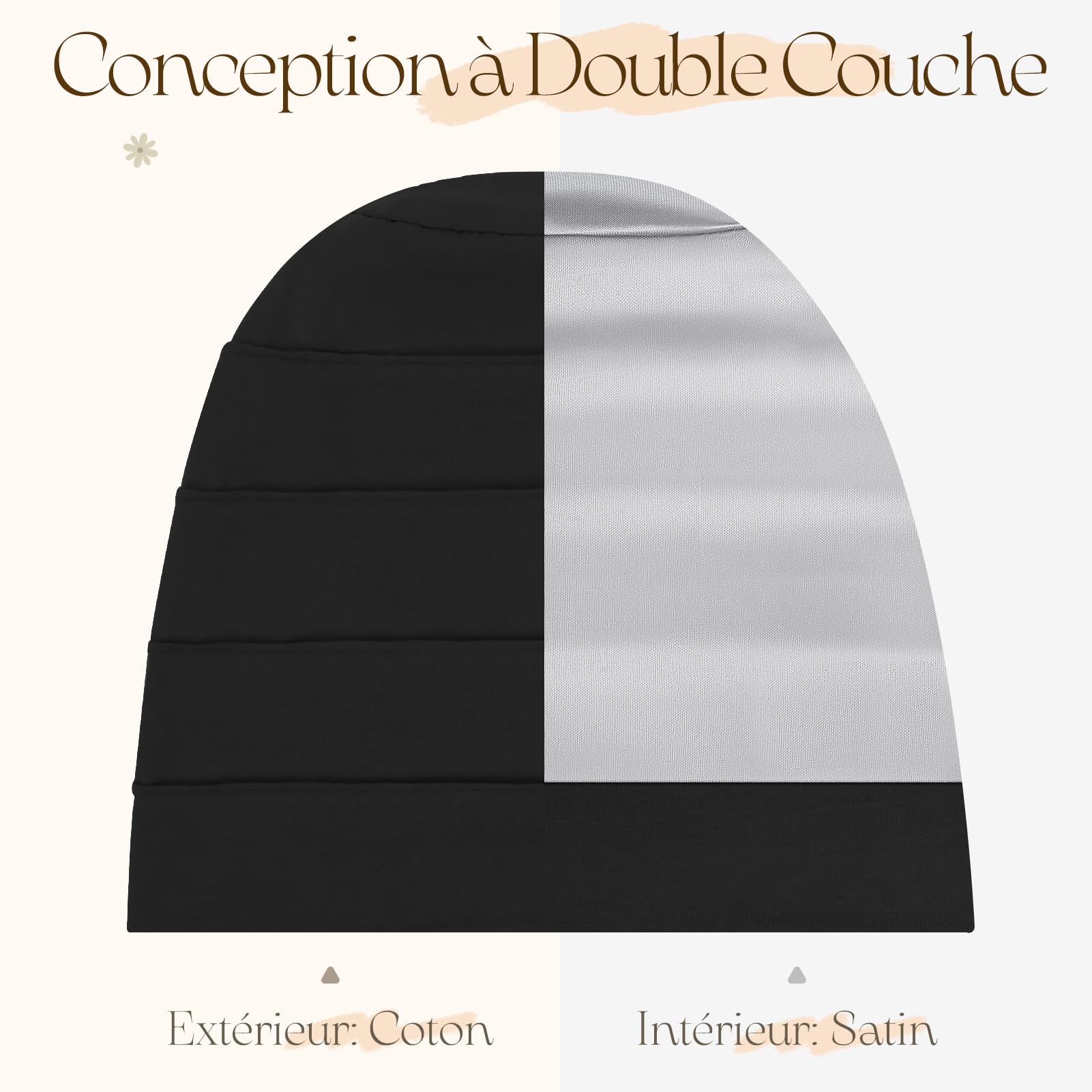 Kiiwah Bonnet Chimio Femme, Élastique Turban avec Doublure en Satin Unisexe Respirant Turban Doux Casquette Chimio Femme Bonnet en Satin de Nuit pour Les Loisirs, Le Sport, Le Travail