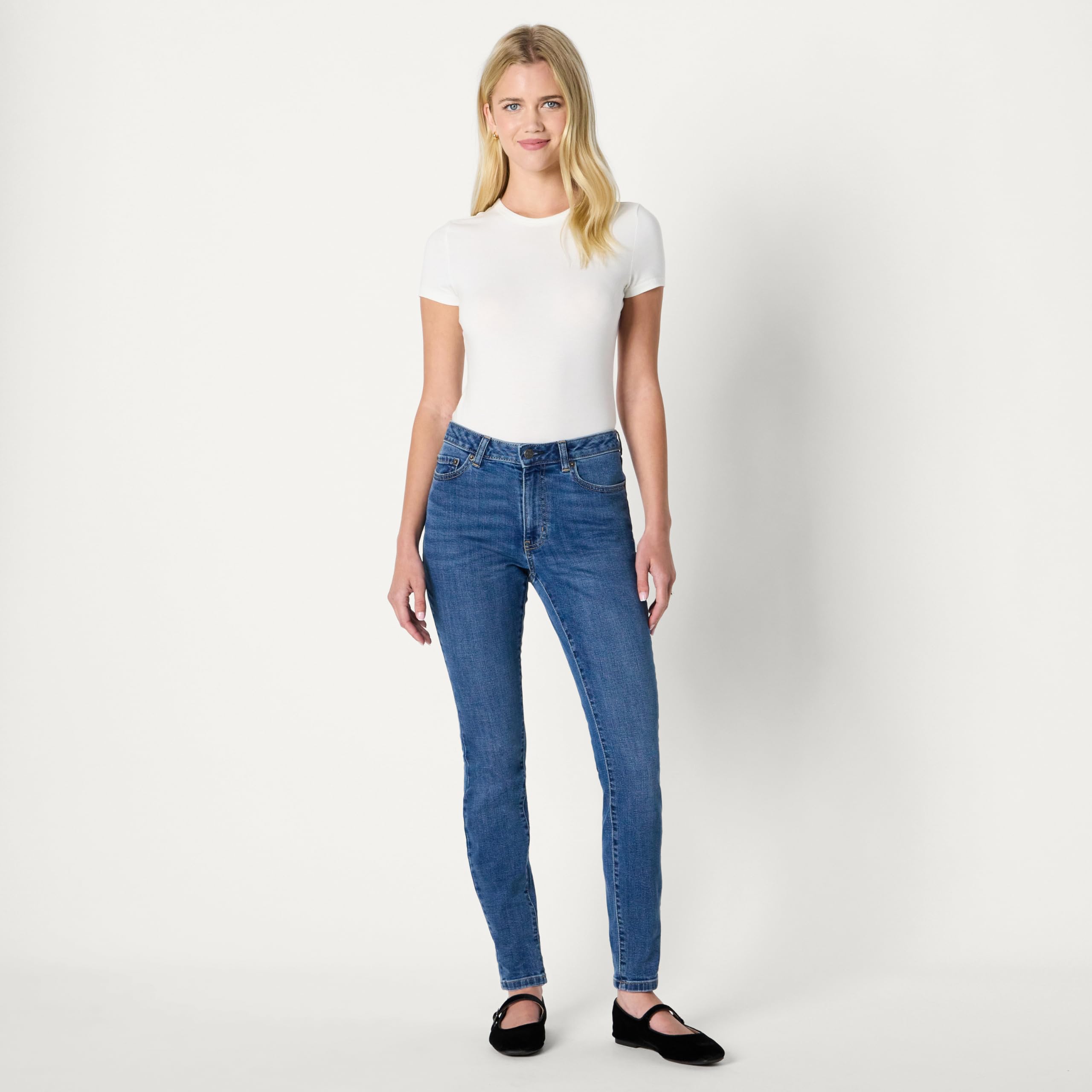 Amazon Essentials Mujer Vaqueros Ajustados Estilizados de Tiro Alto