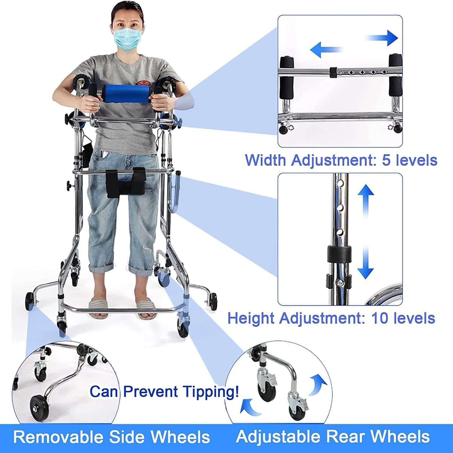 Rueda Andador for adultos niños con parálisis cerebral hemiplejia accidente cerebrovascular rehabilitación marco de pie ayuda for caminar